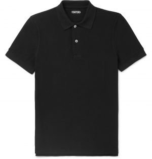 TOM FORD - Slim-Fit Cotton-Piqué Polo Shirt - Men - Black TOM FORD - Slim-Fit Cotton-Piqué Polo Shirt - Men - Black