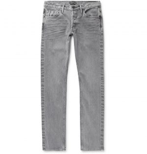 TOM FORD - Slim-Fit Selvedge Stretch-Denim Jeans - Men - Gray TOM FORD - Slim-Fit Selvedge Stretch-Denim Jeans - Men - Gray