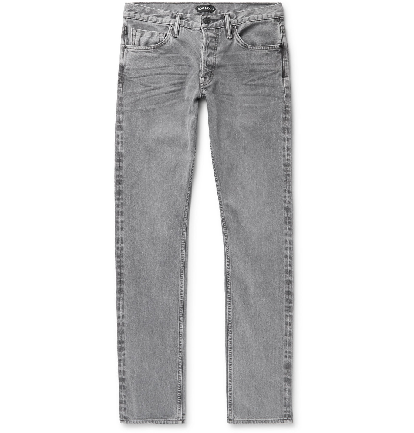 TOM FORD - Slim-Fit Selvedge Stretch-Denim Jeans - Men - Gray | The ...