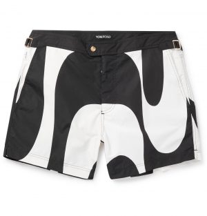 TOM FORD - Slim-Fit Short-Length Printed Swim Shorts - Men - Black TOM FORD - Slim-Fit Short-Length Printed Swim Shorts - Men - Black