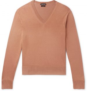 TOM FORD - Slim-Fit Silk and Wool-Blend Sweater - Men - Metallic TOM FORD - Slim-Fit Silk and Wool-Blend Sweater - Men - Metallic