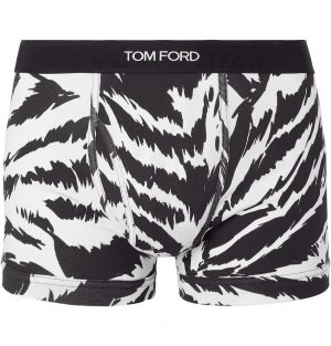 TOM FORD - Zebra-Print Stretch-Cotton Jersey Boxer Briefs - Men - White TOM FORD - Zebra-Print Stretch-Cotton Jersey Boxer Briefs - Men - White