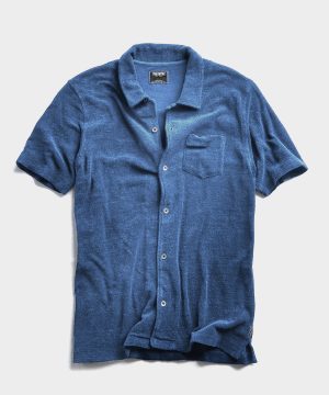 Terry Button Down Polo in Light Blue Terry Button Down Polo in Light Blue
