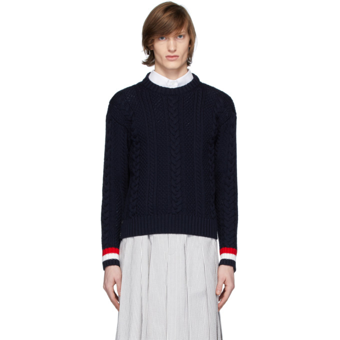 thom browne aran cable cardigan