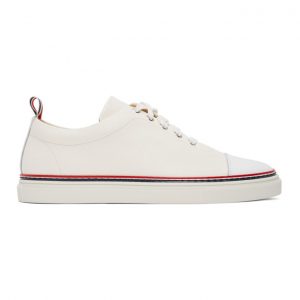 Thom Browne Off-White Straight Toe Cap Sneakers Thom Browne Off-White Straight Toe Cap Sneakers