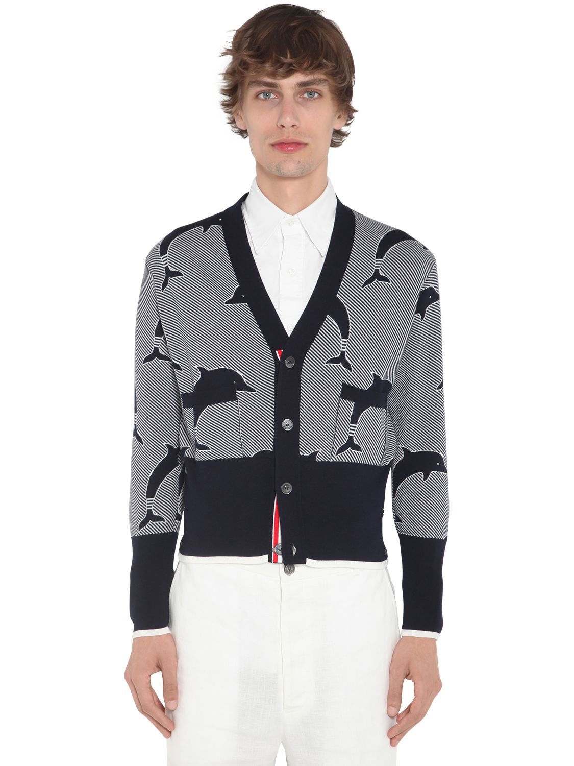 jacquard knit cardigan