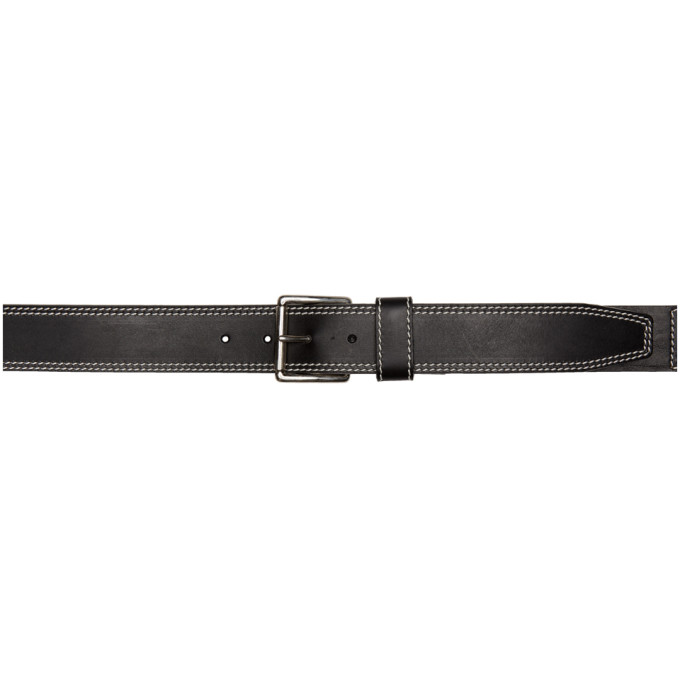 AMI Alexandre Mattiussi Black Contrast Stitch Belt | The Fashionisto