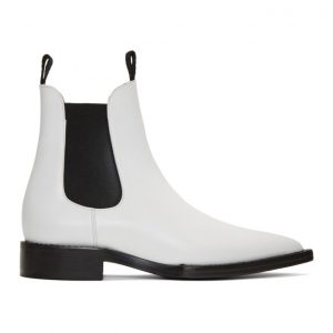 AMI Alexandre Mattiussi White Pointed Chelsea Boots AMI Alexandre Mattiussi White Pointed Chelsea Boots