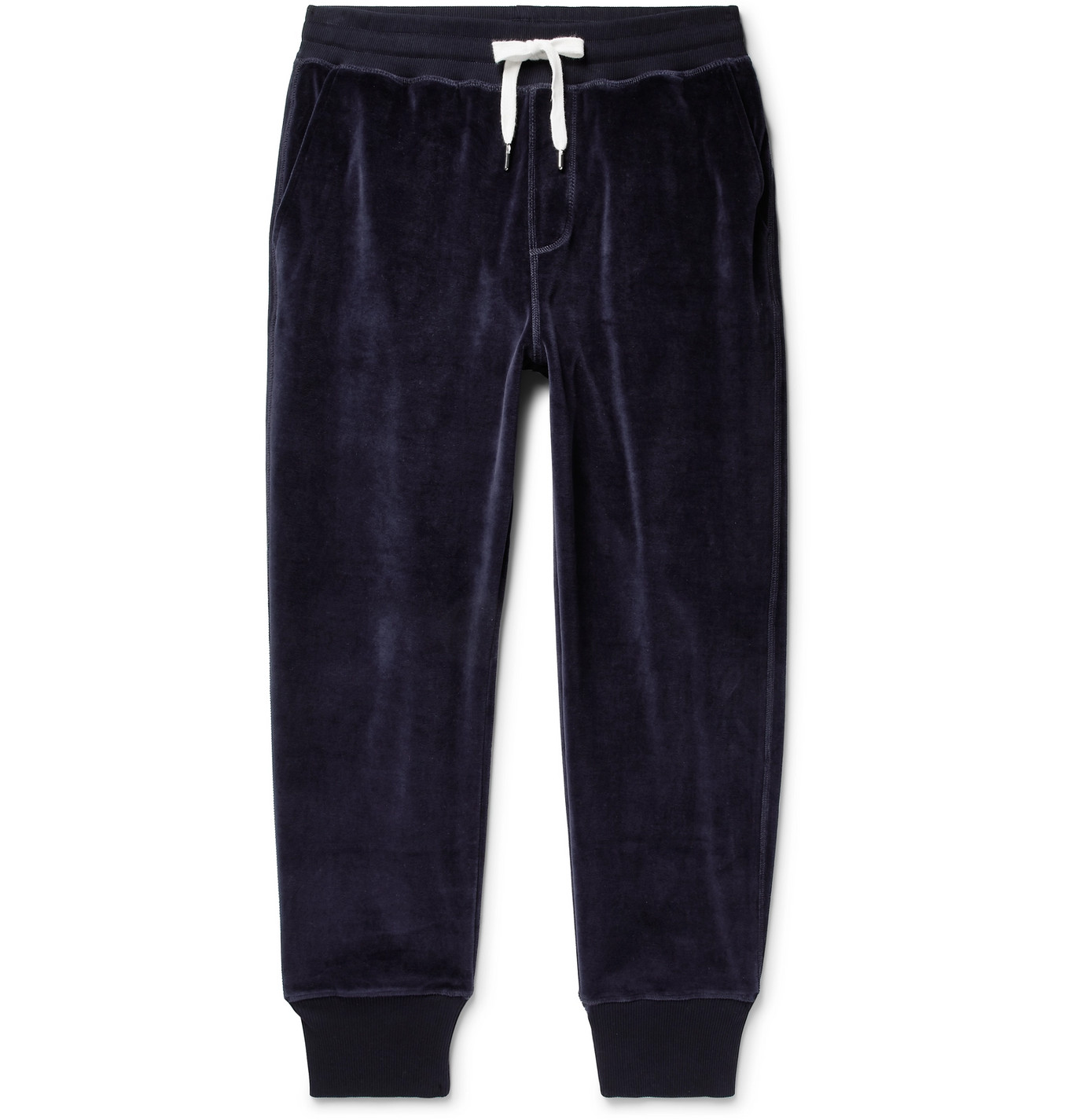 AMI - Tapered Cotton-Blend Velour Sweatpants - Men - Blue | The Fashionisto