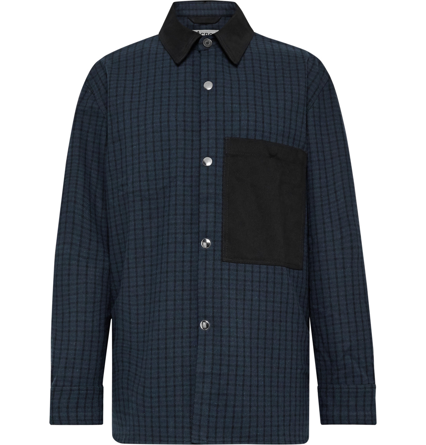 Acne Studios - Twill-Panelled Checked Wool-Blend Shirt Jacket - Men ...