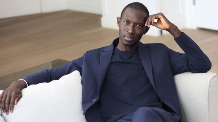 Armando Cabral dons a textured slim fit blazer and suit pants from Mango's Coolmax collection.