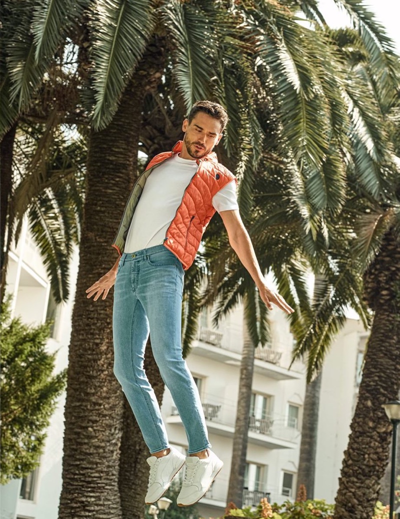 Taking a leap, Arthur Kulkov reunites with BRAX for its spring-summer 2020 campaign.
