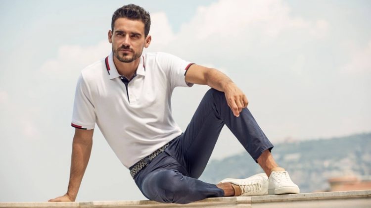 Arthur Kulkov sports a polo shirt and chinos for BRAX's spring-summer 2020 campaign.