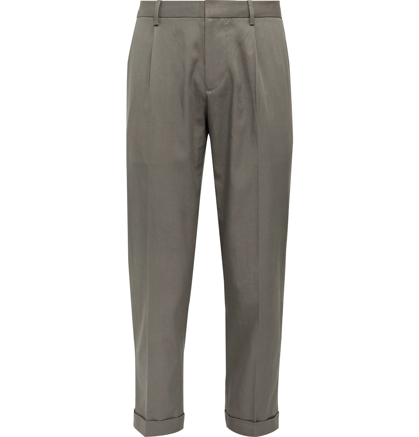 Club Monaco - Slim-Fit Cropped Pleated Tencel and Cotton-Blend Trousers ...