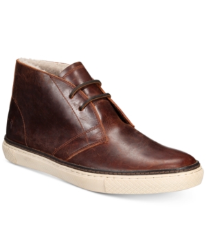 Frye Men's Essex Leather and Sherling Chukka Boots Men's Shoes Frye Men's Essex Leather and Sherling Chukka Boots Men's Shoes
