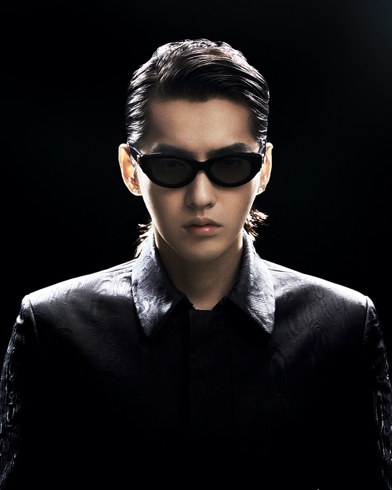 Embracing a classic silhouette, Kris Wu sports the GW 003 01 cat-eye framed sunglasses from his Gentle Monster collaboration.