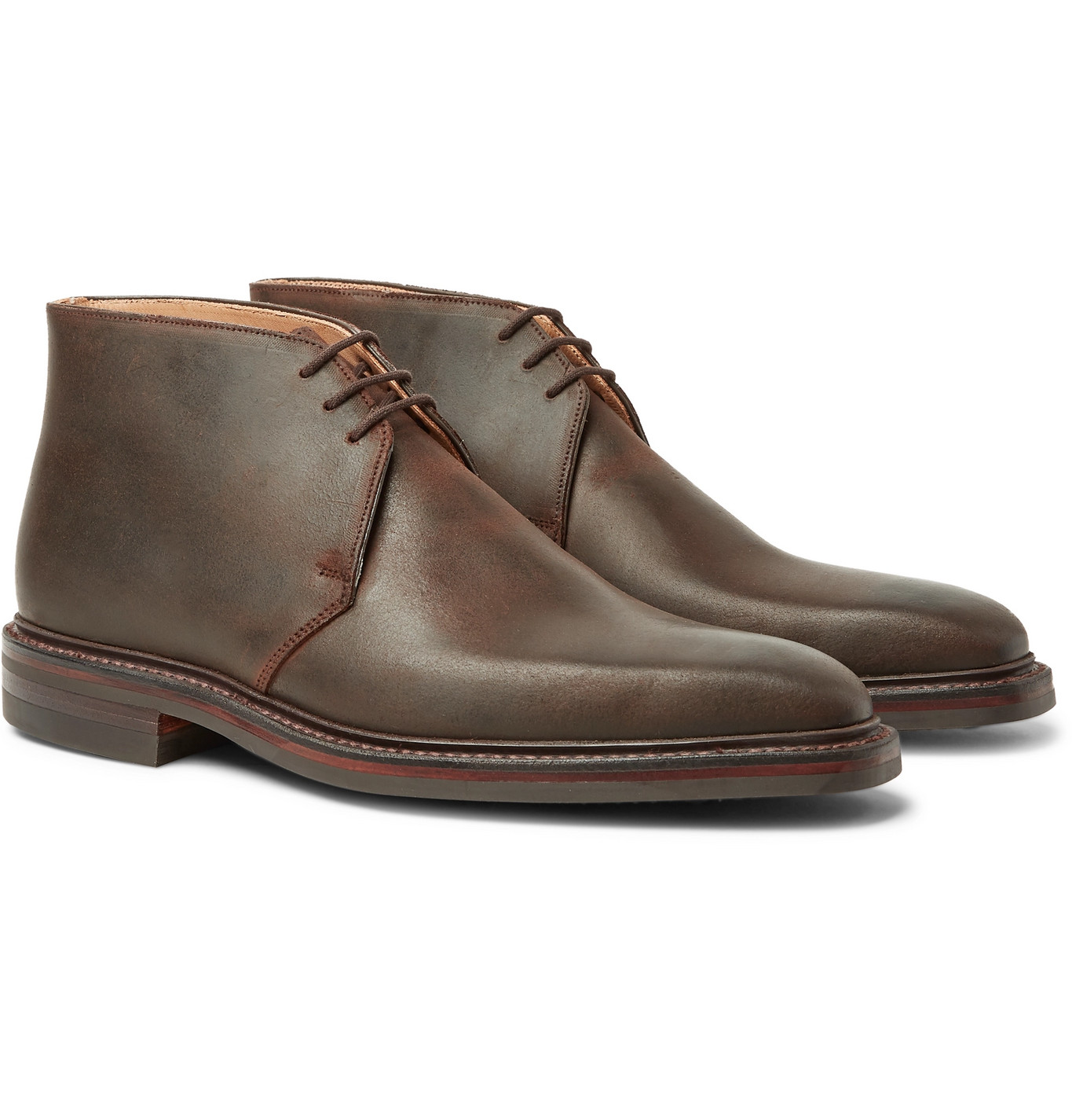 George Cleverley - Nathan Distressed Leather Chukka Boots - Men - Brown ...