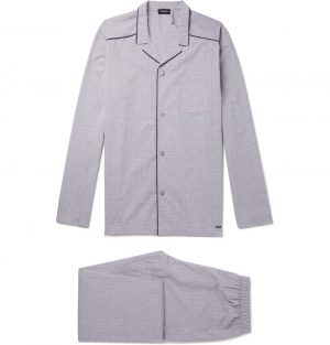 Hanro - Checked Mercerised Cotton Pyjama Set - Men - Gray Hanro - Checked Mercerised Cotton Pyjama Set - Men - Gray
