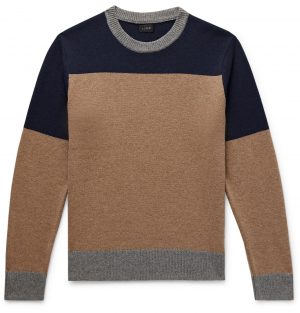 J.Crew - Colour-Block Merino Wool-Blend Sweater - Men - Blue J.Crew - Colour-Block Merino Wool-Blend Sweater - Men - Blue