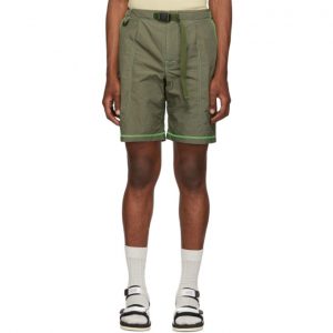 John Elliott Khaki High Shrunk Nylon Mountain Shorts John Elliott Khaki High Shrunk Nylon Mountain Shorts