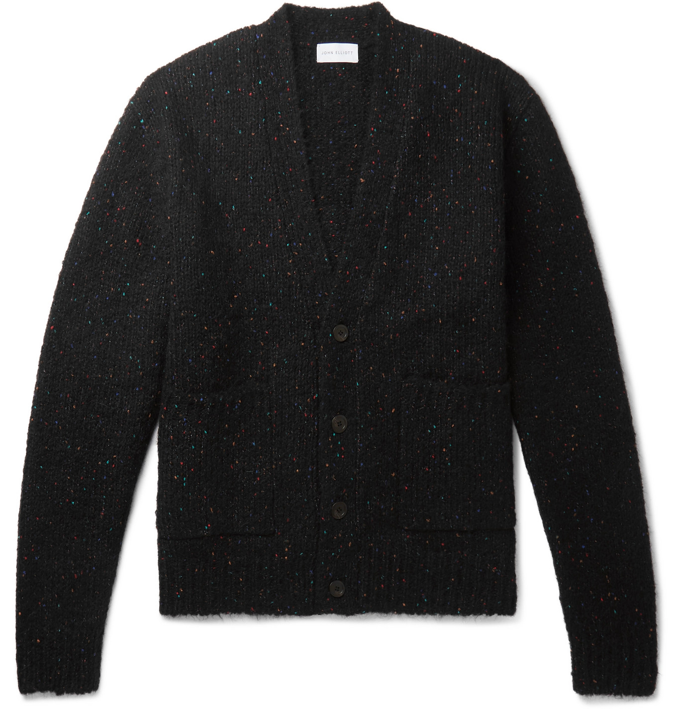 John Elliott - Oversized Donegal Knitted Cardigan - Men - Black | The ...