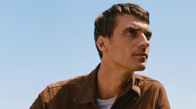 An Idyllic Place: Clément is a Sleek Summer Vision for Mango Clément Chabernaud dons a suede effect jacket from Mango.