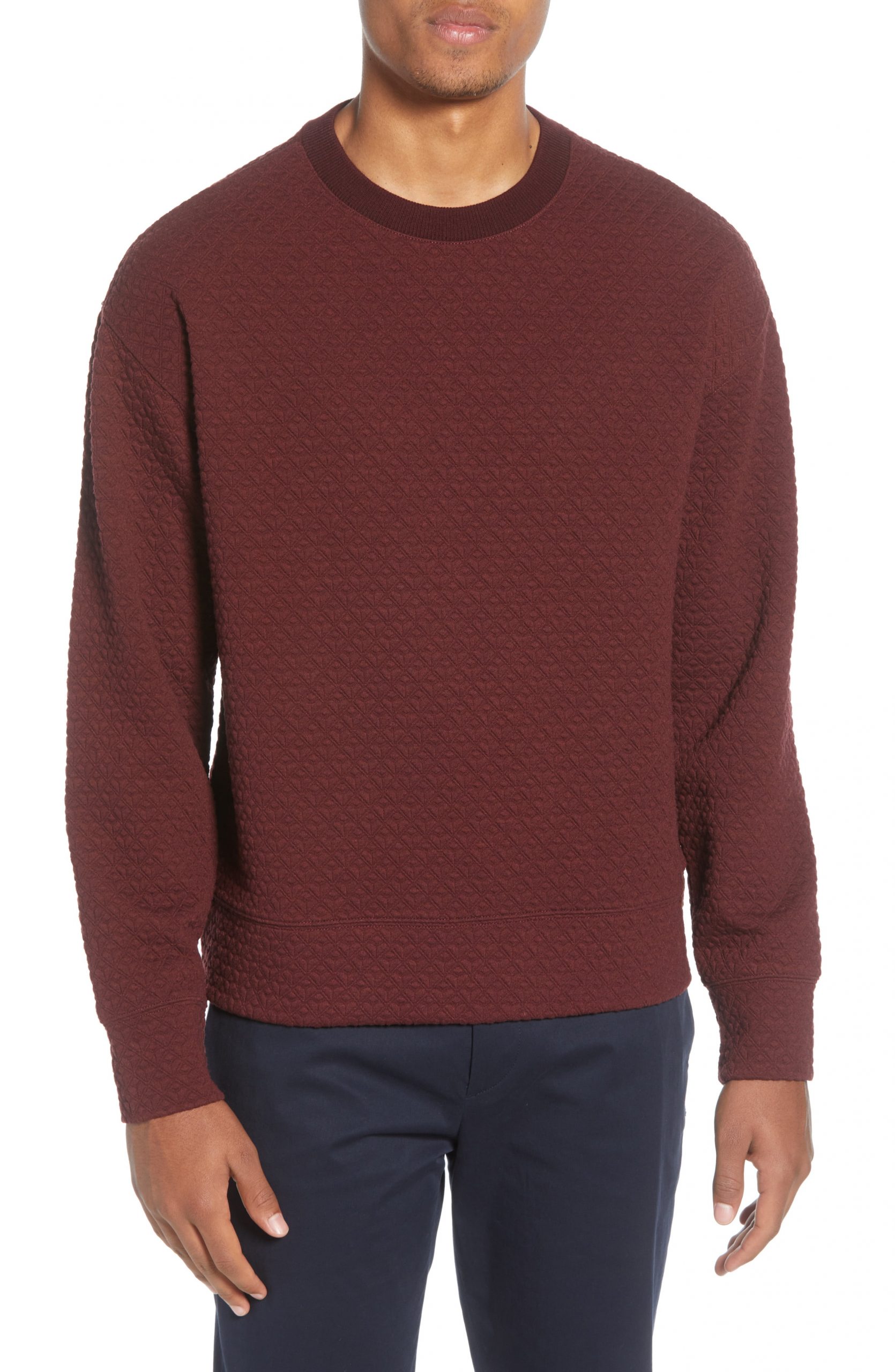 Men’s Club Monaco Deco Quilted Sweatshirt, Size X-Large - Red | The ...