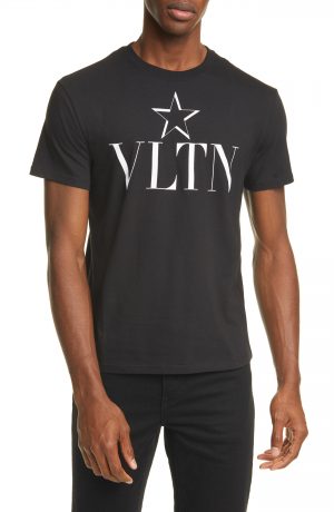 Men's Valentino Vltn Star Crewneck T-Shirt, Size Medium - Black Men's Valentino Vltn Star Crewneck T-Shirt, Size Medium - Black