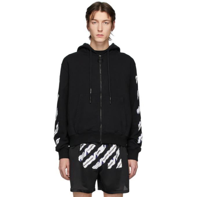 Off-White Black Airport Tape Zip hoodie | The Fashionisto