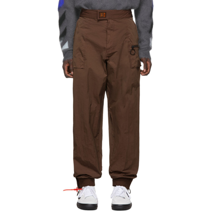 off white nylon track pants