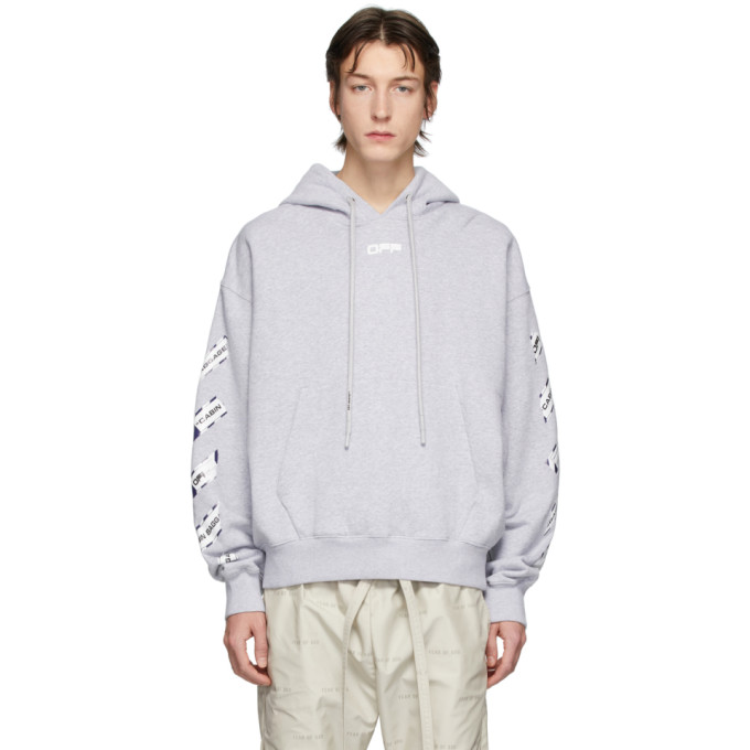 OffWhite Grey Airport Tape Hoodie The Fashionisto