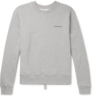 Off-White - Logo-Print Loopback Cotton-Jersey Sweatshirt - Men - Gray Off-White - Logo-Print Loopback Cotton-Jersey Sweatshirt - Men - Gray