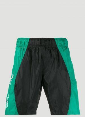 Off-White Logo Print Swim Shorts in Green size L Off-White Logo Print Swim Shorts in Green size L