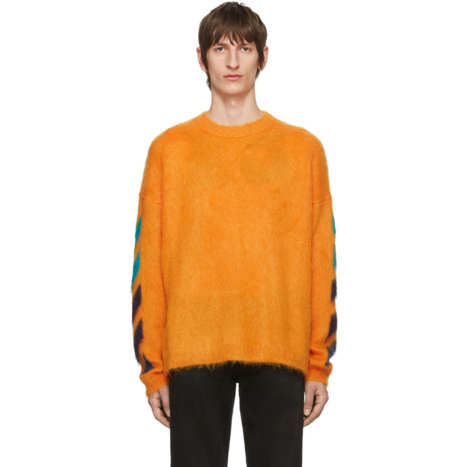 Off-White Orange Brushed Diag Sweater | The Fashionisto