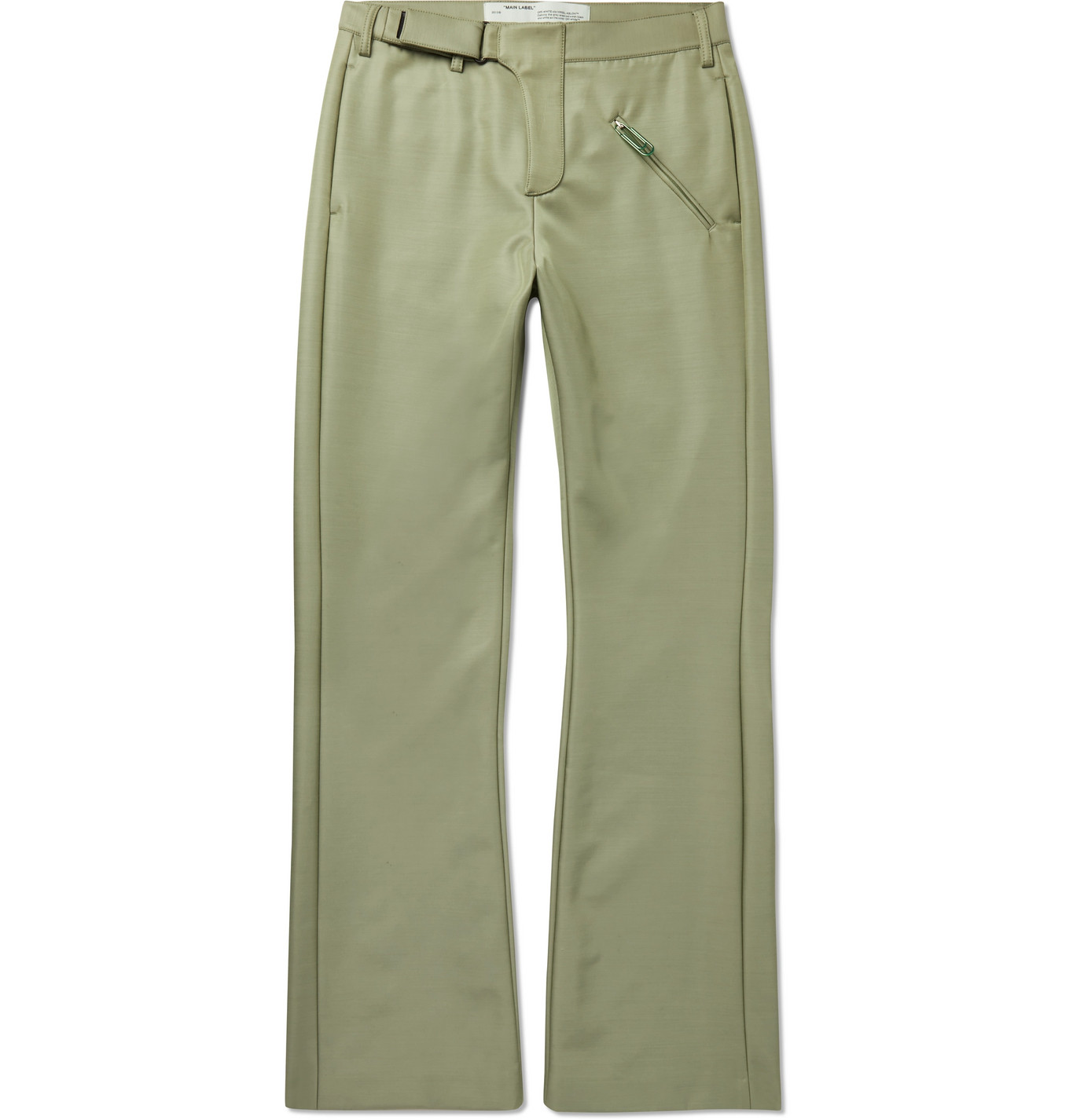 Off-White - Slim-Fit Flared Sateen Trousers - Men - Green | The Fashionisto