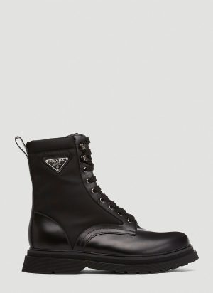 Prada Logo Plaque Boots in Black size UK - 10 Prada Logo Plaque Boots in Black size UK - 10
