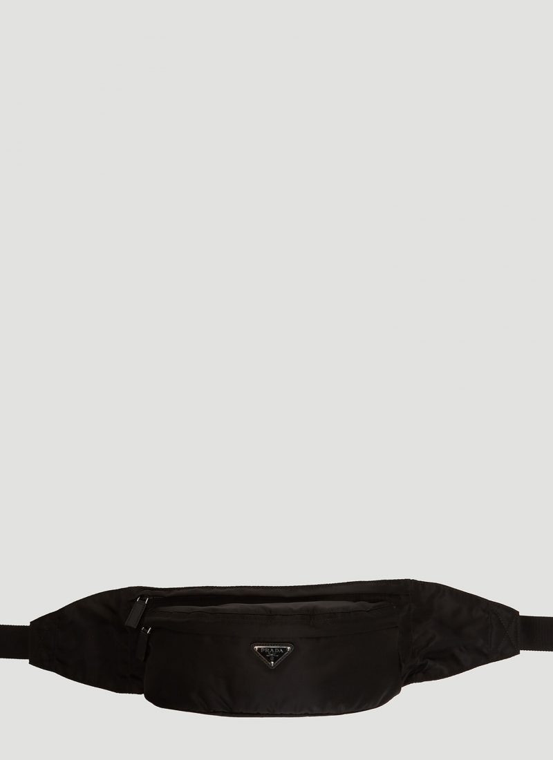Prada Nylon 2vl977 Black Re-Nylon And Saffiano Leather Belt Bag PRADA