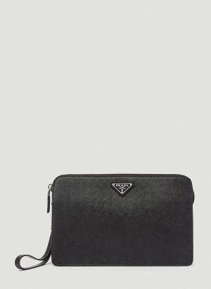 Prada Saffiano Leather Clutch Bag in Black size One Size Prada Saffiano Leather Clutch Bag in Black size One Size