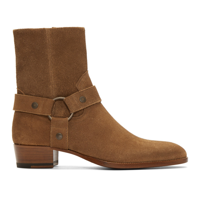 saint laurent wyatt harness boots brown
