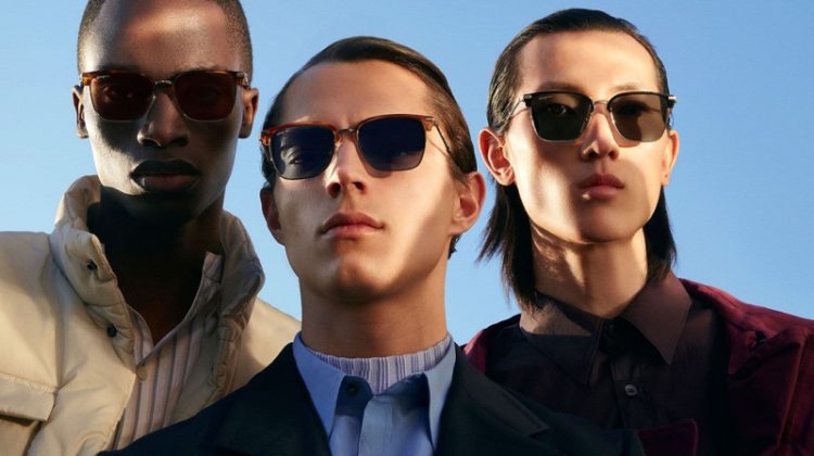 Models Bakay Diaby, Andrea Quaranta, and Meng Yu Qi star in Salvatore Ferragamo's "Italian Roads" eyewear campaign.