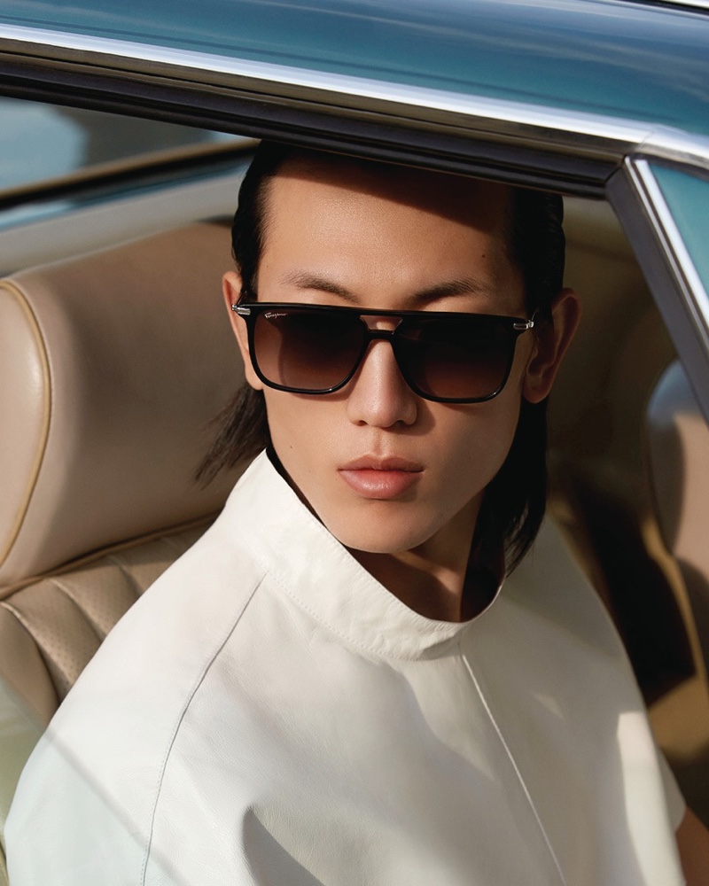 Meng Yu Qi connects with Salvatore Ferragamo for its new men's eyewear campaign.