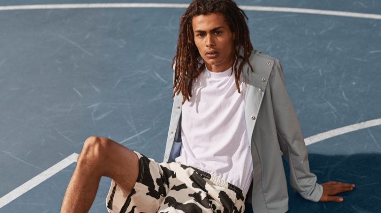 Model Mohamed Ben Salem wears cruelty-free garments from Save The Duck's spring-summer 2020 collection.
