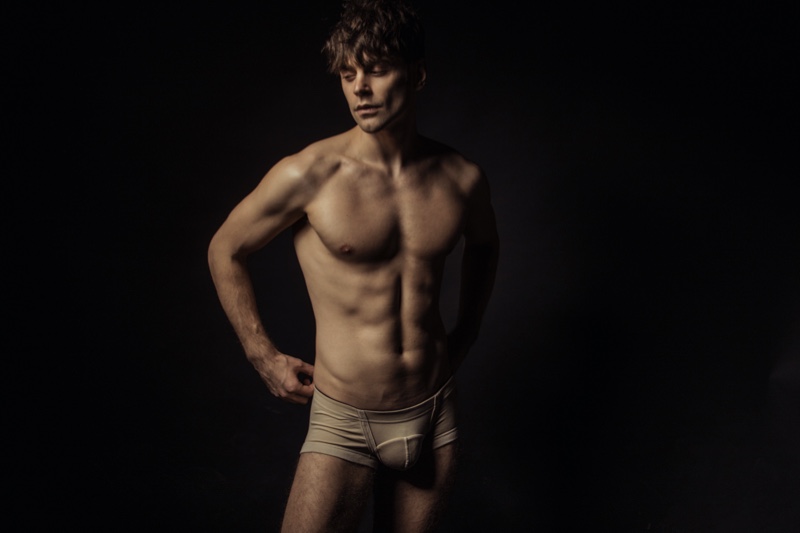 Slim Male Model Nude Underwear