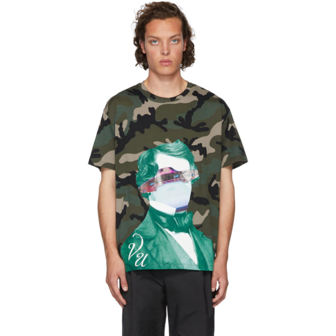 Valentino Green Undercover Edition V Face UFO Print T-Shirt | The ...