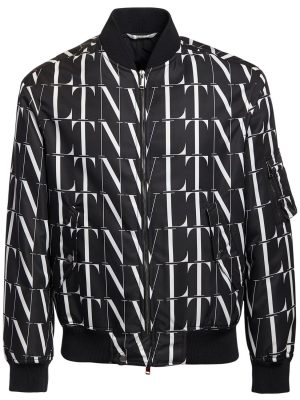 Vltn Times Print Nylon Bomber Jacket Vltn Times Print Nylon Bomber Jacket