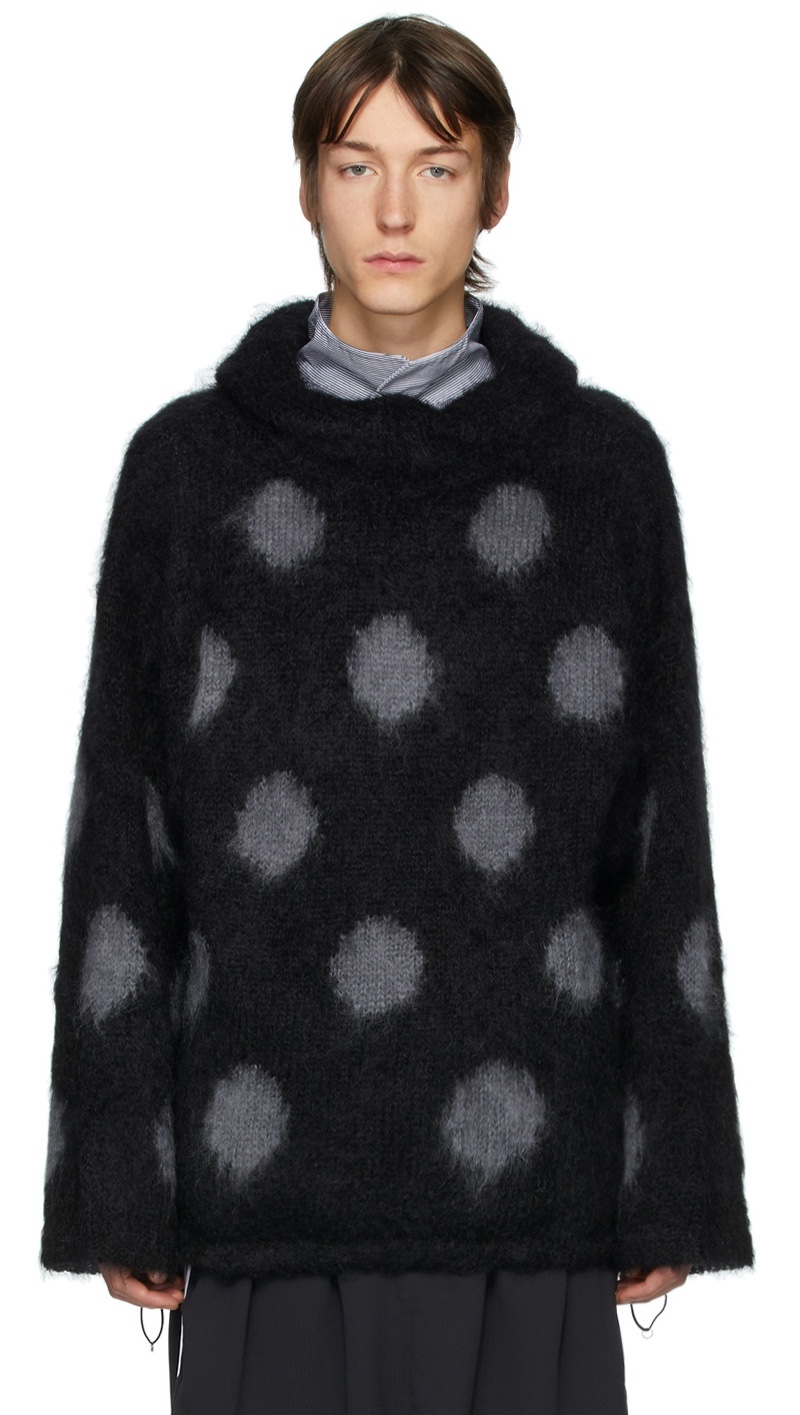 Random Identities Black Mohair Dotted Hoodie