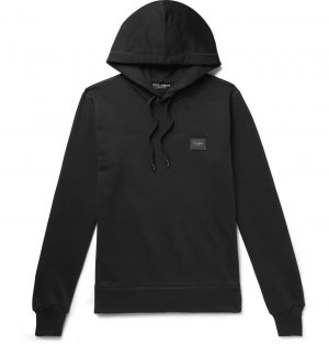 Dolce & Gabbana - Logo-Appliquéd Loopback Cotton-Jersey Hoodie - Men - Black Dolce & Gabbana - Logo-Appliquéd Loopback Cotton-Jersey Hoodie - Men - Black