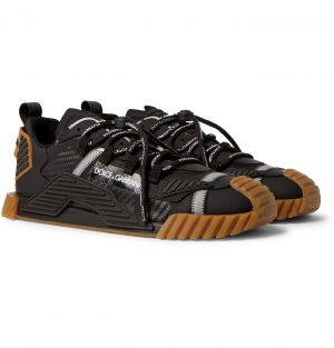 Dolce & Gabbana - NS1 Mesh, Rubber and Leather Sneakers - Men - Black Dolce & Gabbana - NS1 Mesh, Rubber and Leather Sneakers - Men - Black