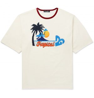 Dolce & Gabbana - Printed Cotton-Jersey T-Shirt - Men - Neutrals Dolce & Gabbana - Printed Cotton-Jersey T-Shirt - Men - Neutrals