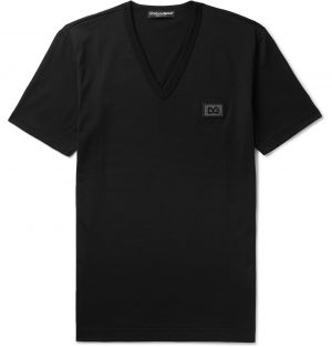 Dolce & Gabbana - Slim-Fit Logo-Appliquéd Cotton-Jersey T-Shirt - Men - Black Dolce & Gabbana - Slim-Fit Logo-Appliquéd Cotton-Jersey T-Shirt - Men - Black